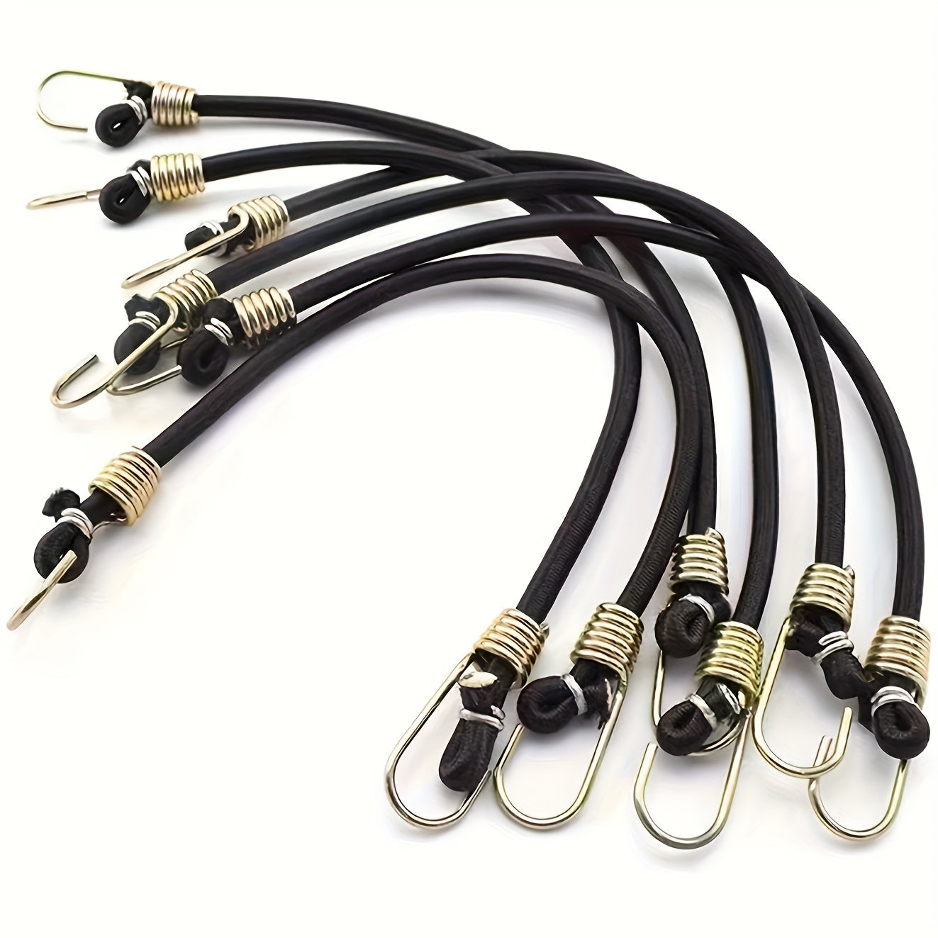 10 Pcs Elastic Bungee Cords With Hooks Black Rubber Straps