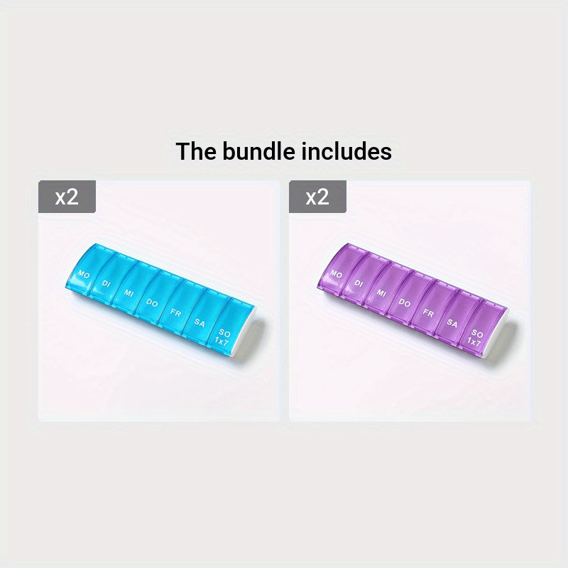 Portable Weekly Pill Organizer for Travel, 7 Compartments, Dividable