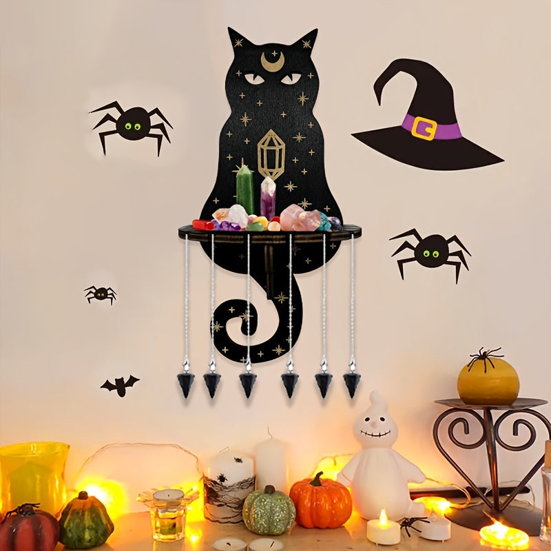 Estante de pared de madera con cristales para almacenamiento de cosméticos y organización del hogar