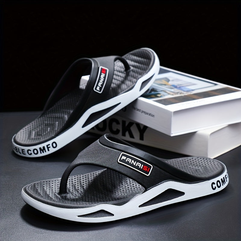 Men's PVC Casual Slip-On Slippers with Round Toe for Outdoor and Daily Use