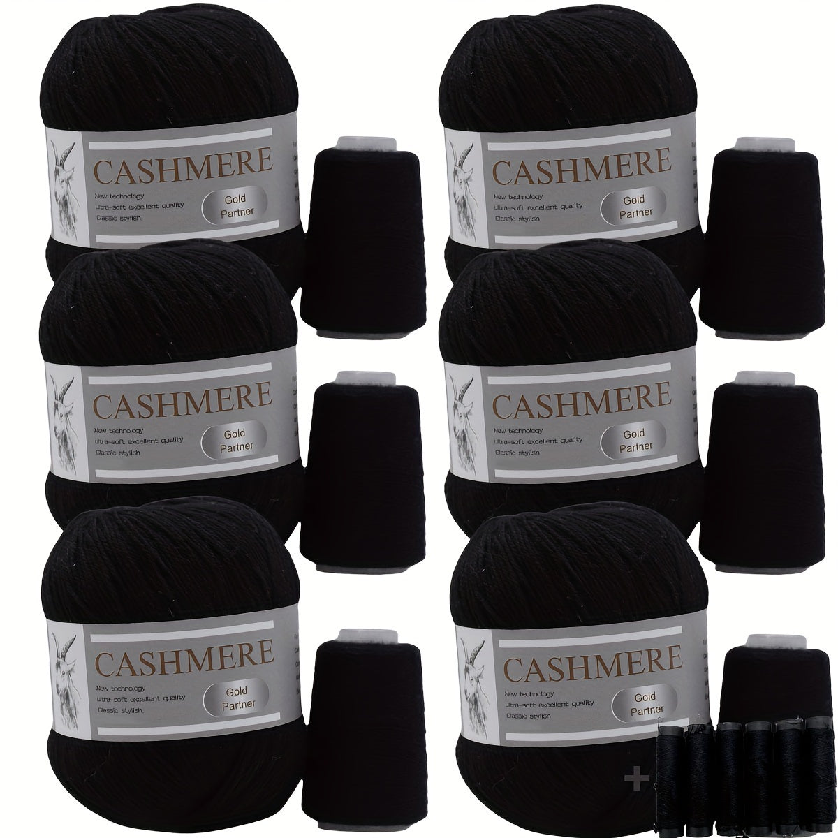 Luxurious Cashmere Yarn Set for Knitting and Crocheting Multicolored 6-Pair Bundle