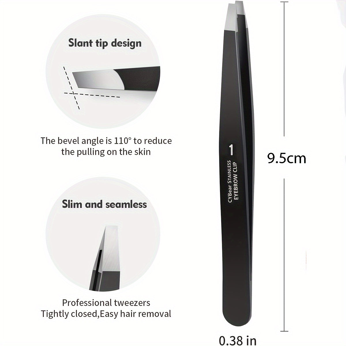 Stainless Steel Eyebrow Tweezers Slant Professional Facial Hair Removal Tool