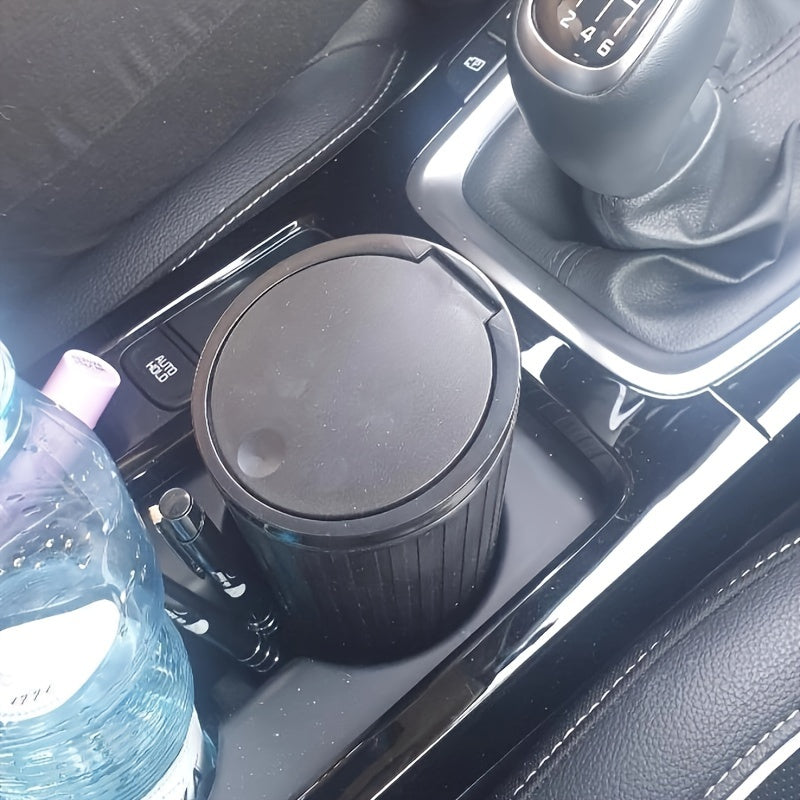 Coche Mini Press Cubo de basura con tapa, material PP duradero para reposabrazos o portavasos