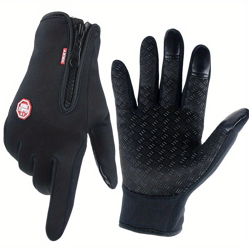 Women's Men Touchscreen Gloves Winter Cycling Outdoor Sports Warm Zipper Motorcycle Gloves