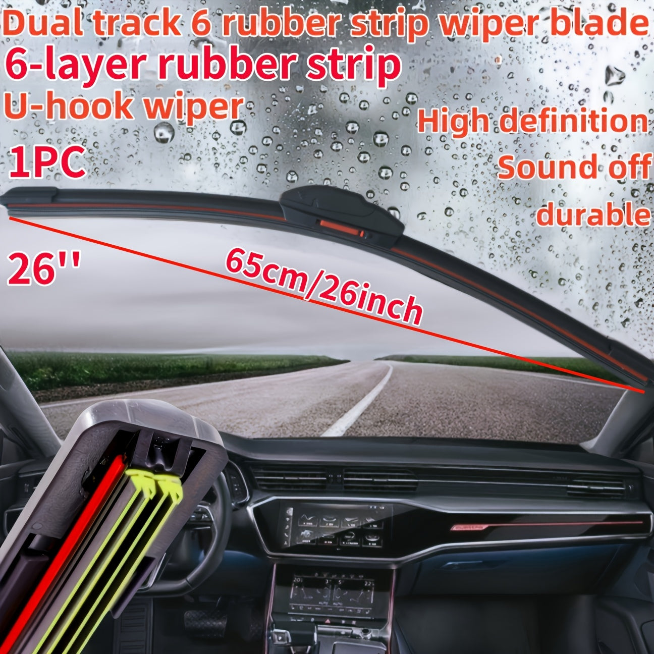 Automotive Dual-Track U-Type Wiper Blade Durable Rubber Quiet
