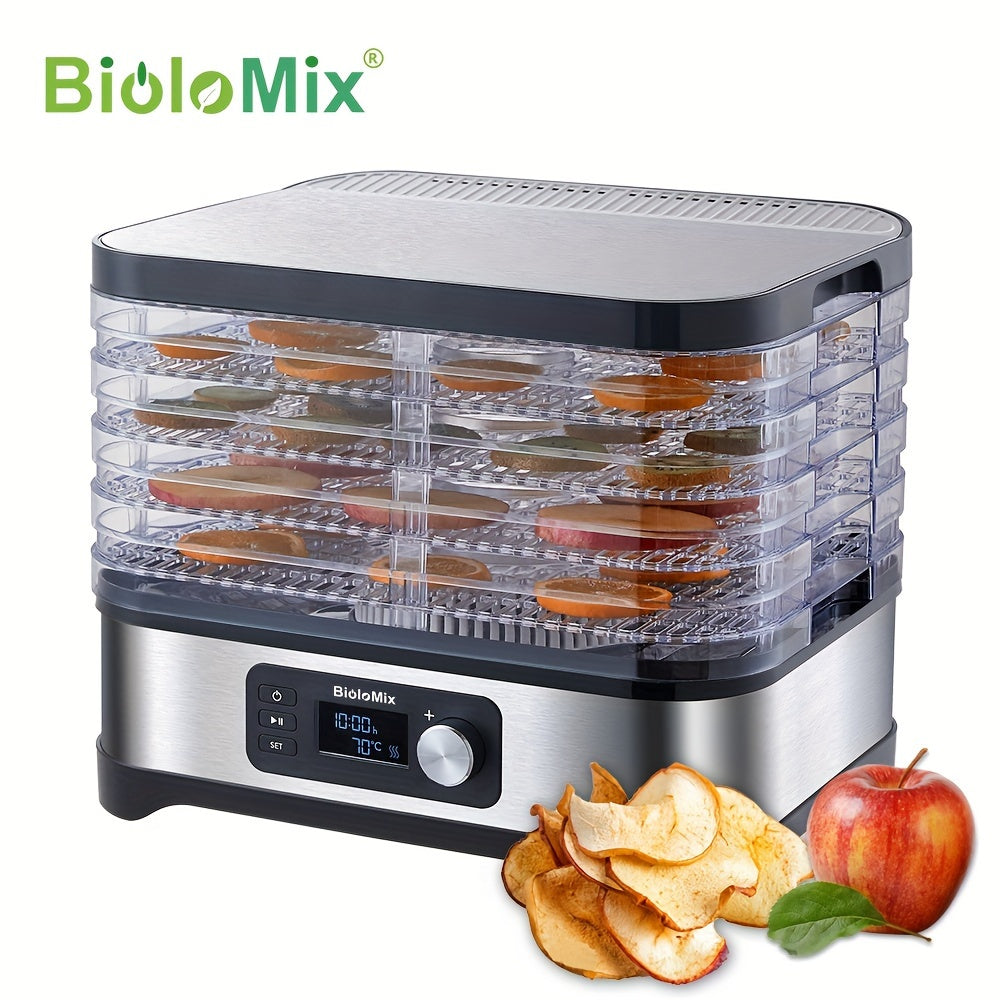 Deshidratador de alimentos con 5 bandejas, pantalla LED, temporizador digital, control de temperatura, enchufe EU