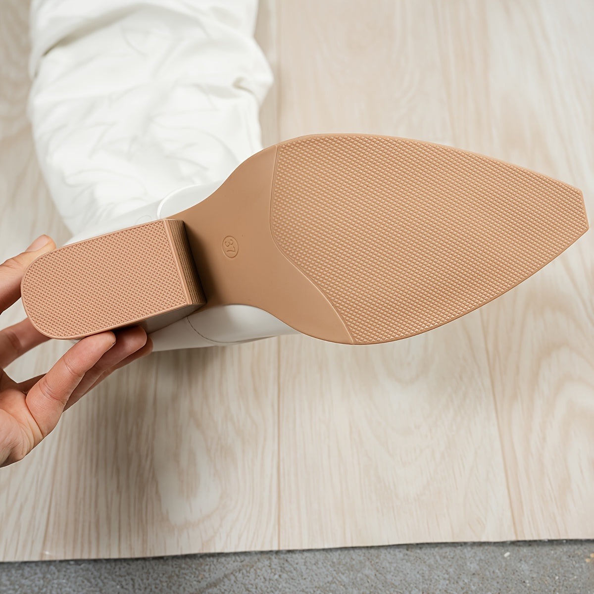 Women’s Over-the-Knee Slip-On Boots Synthetic White Pointed Toe