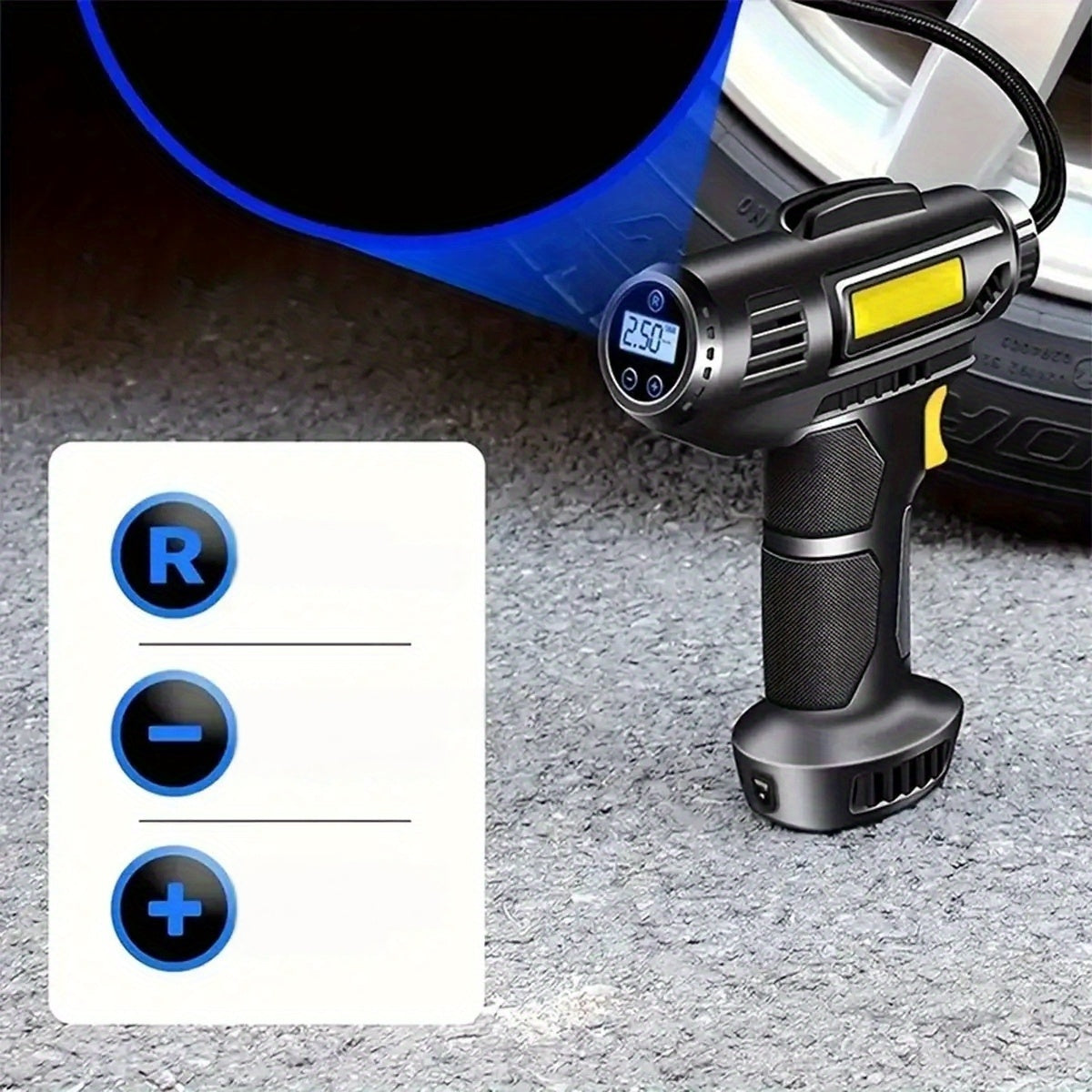 Portable Cordless Tire Inflator Pump with LED Light 150 PSI Digital Display