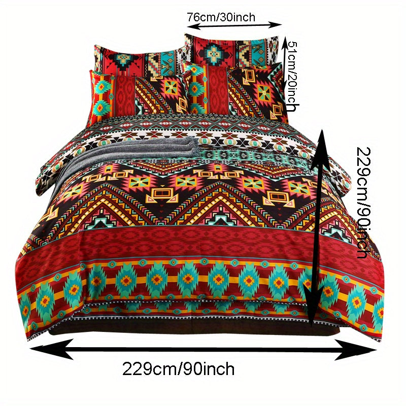 Conjunto de ropa de cama estilo bohemio de 3 piezas, funda nórdica y fundas de almohada para dormitorio o habitación de invitados