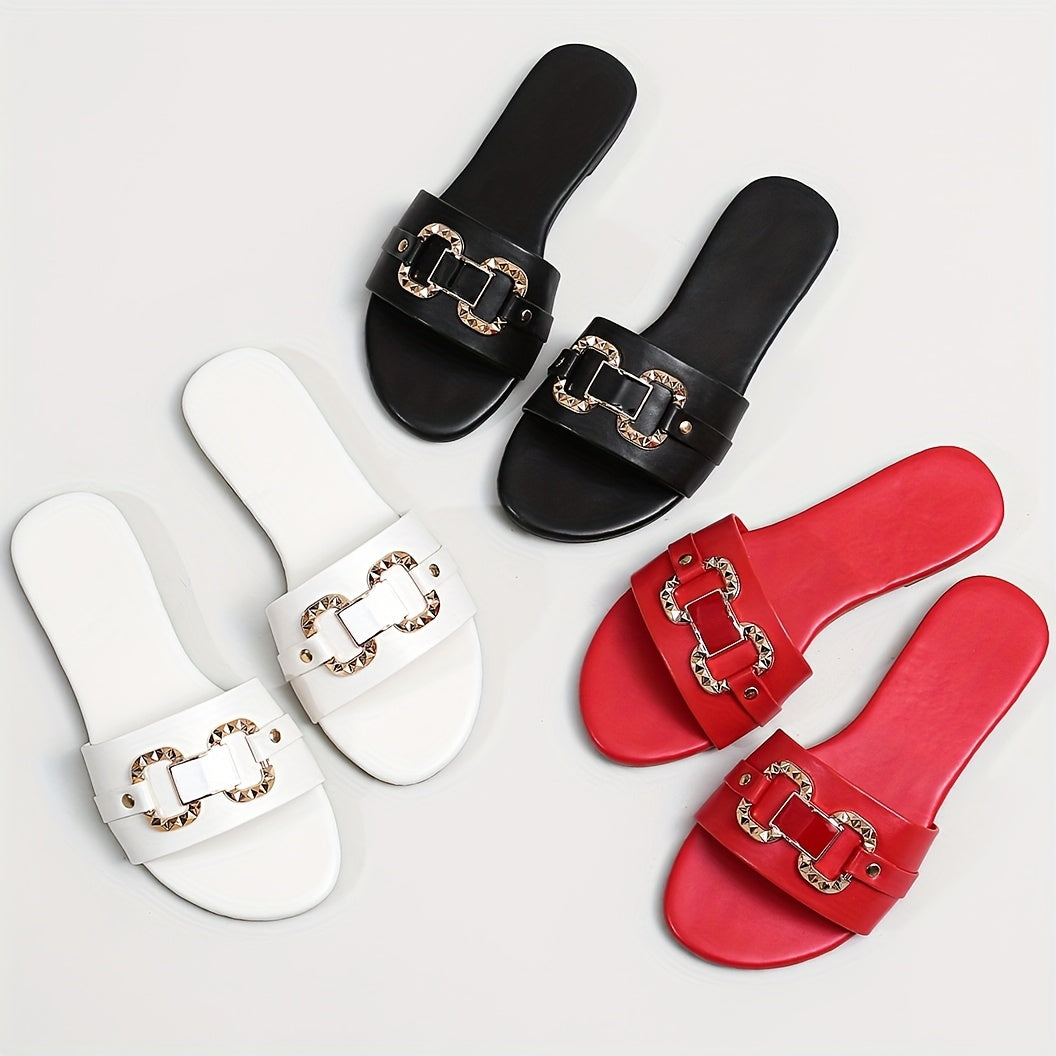 Women's Summer Flat Sandals Open Toe Slip-On Casual Beach Shoes