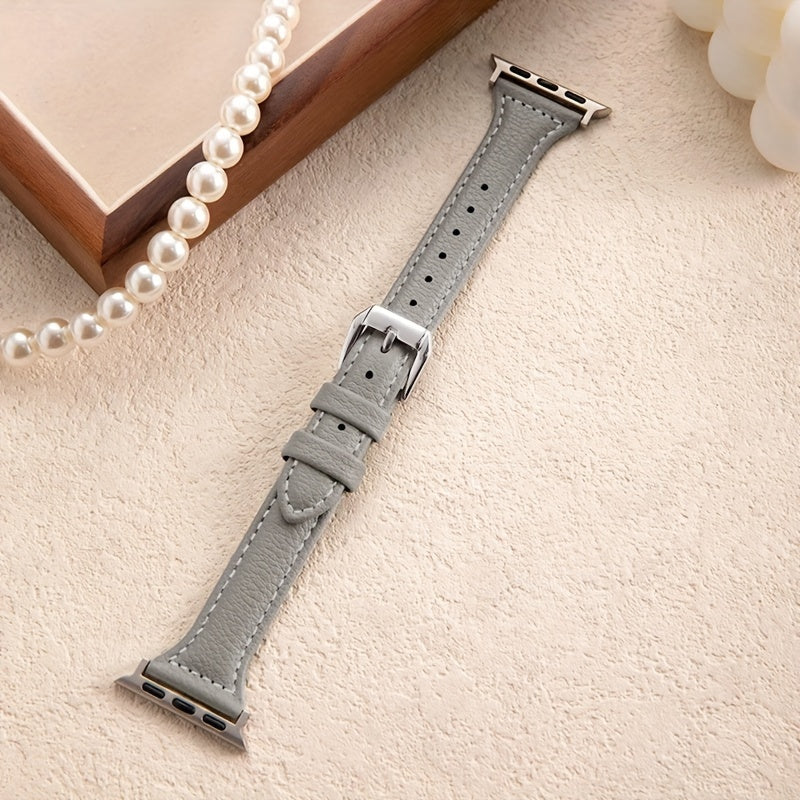 Faux Leather Smartwatch Band for Apple Watch Series 1-9 SE Ultra 38mm-49mm Adjustable