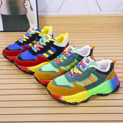 Women's Plus Size Mesh Casual Sneakers with Rainbow Soles Light-Up