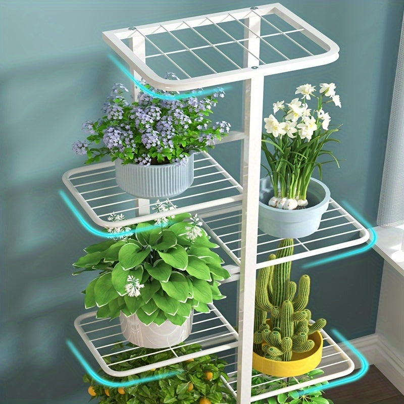 European Style Multi-Tier Metal Plant Stand White Rustproof Indoor Balcony Decor