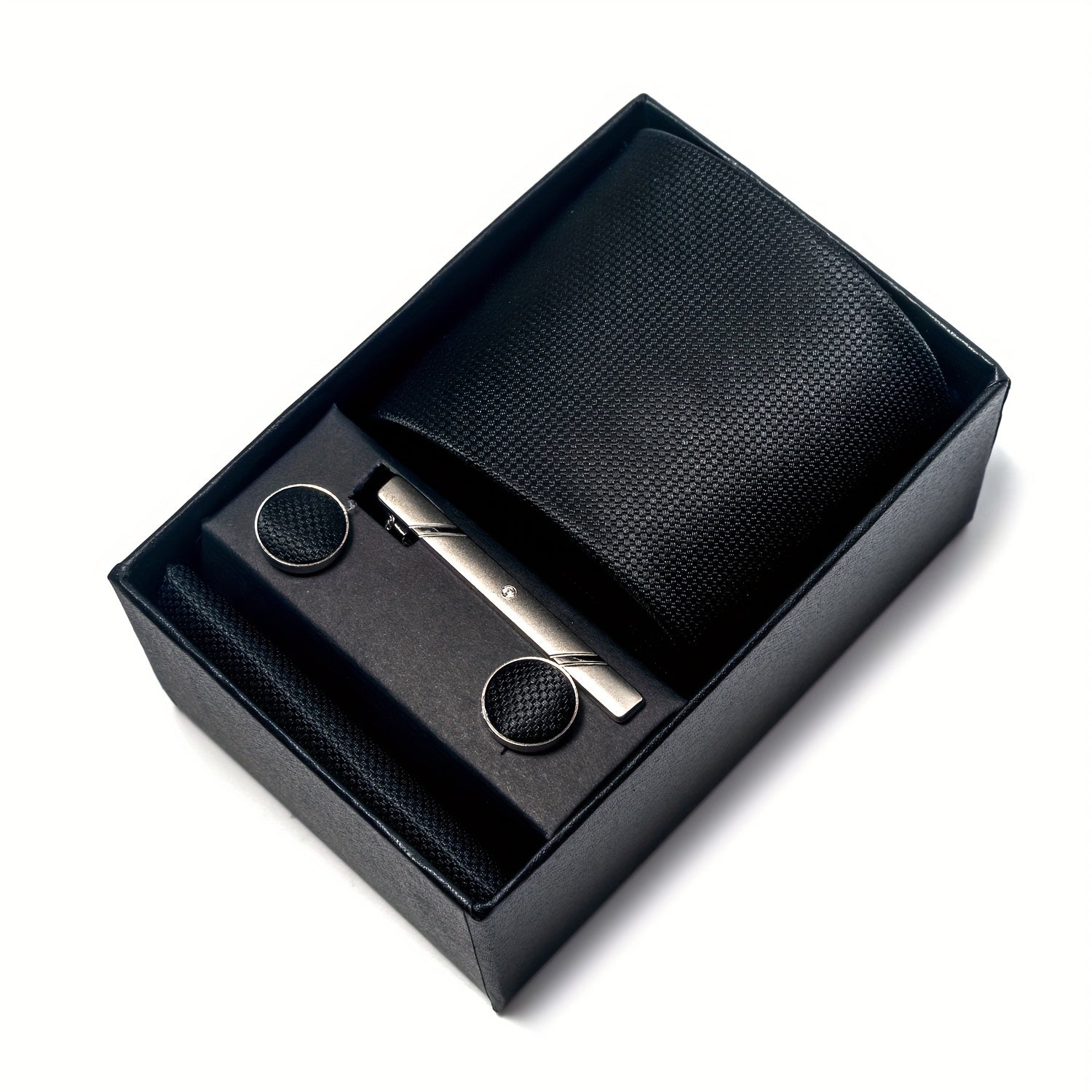 Men's Accessories Set Tie Pocket Square Cufflinks Necktie Gift Box for Celebration