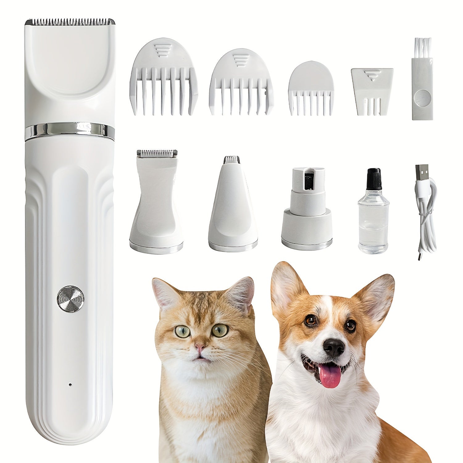 Rechargeable Pet Grooming Kit for Cats and Small Dogs with Electric Clipper and Nail Trimmer