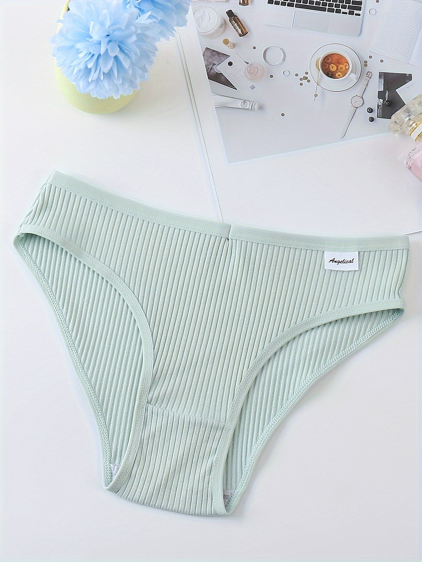 Women's Cotton Ribbed Briefs 4-Pack Mid Rise Comfortable Breathable Underwear