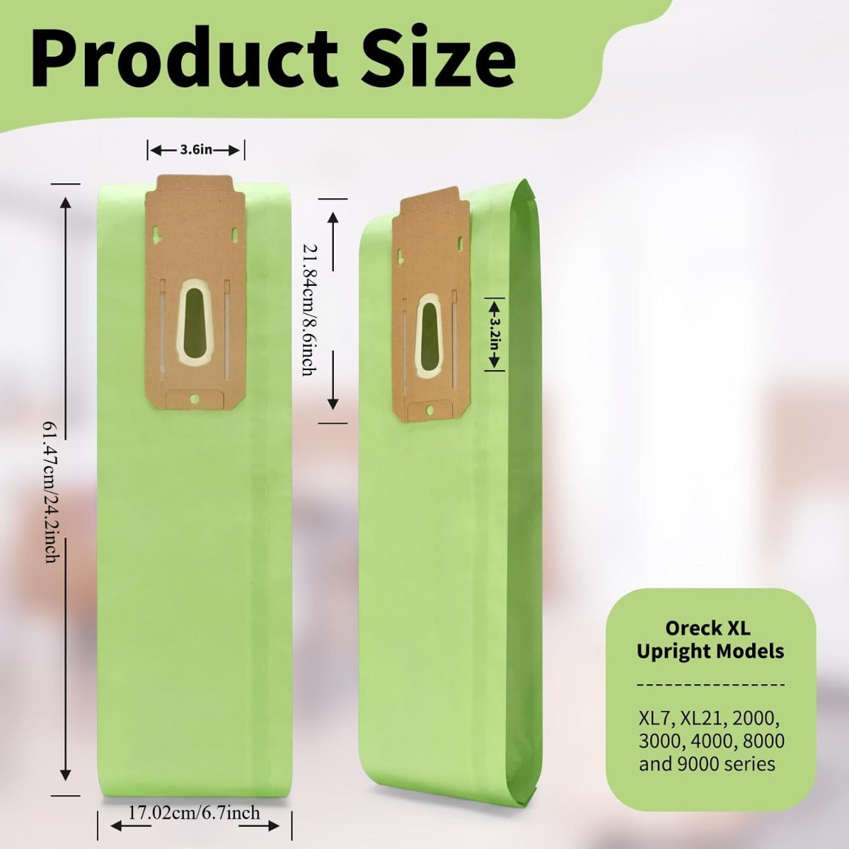 High-Efficiency Vacuum Bags Compatible with Upright Models XL XL21 3 Pack