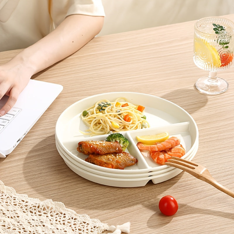 Platos con compartimentos de plástico 1/2/4 piezas redondos con 3 compartimentos aptos para microondas y lavavajillas