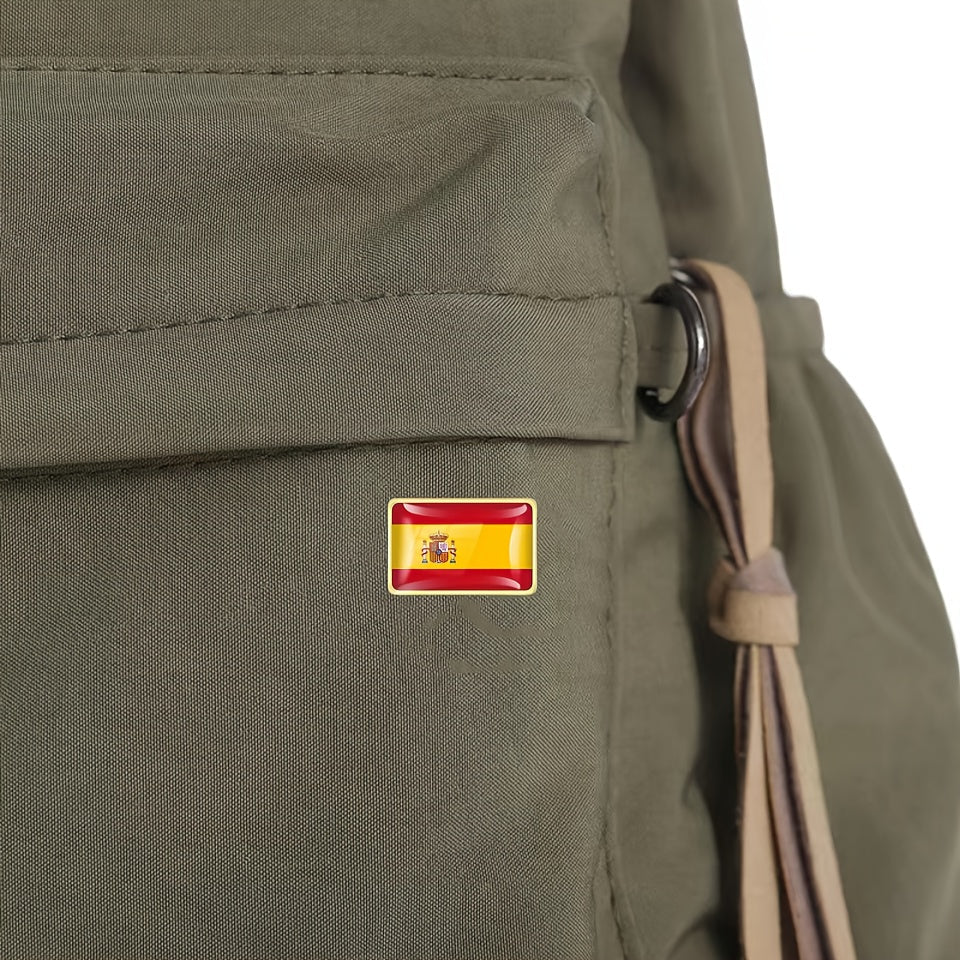 Set of 20 Spanish Flag Alloy Lapel Pins Square National Emblem Brooches for Jackets Backpacks Accessories