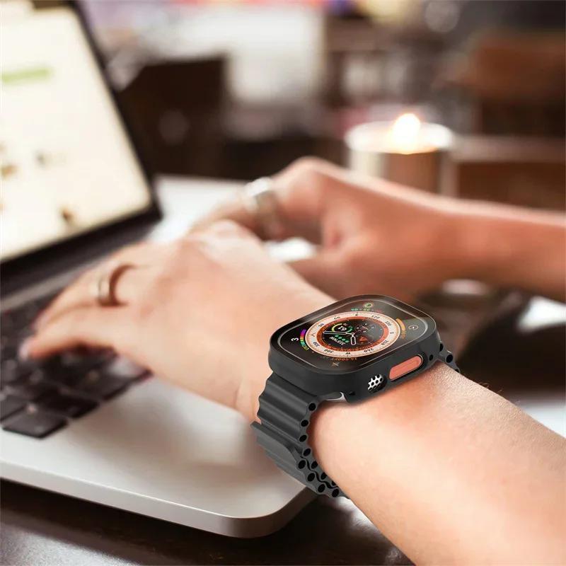 Smartwatch Case for iWatch Ultra 2 49mm Shockproof Durable PC with Tempered Glass Screen Protector