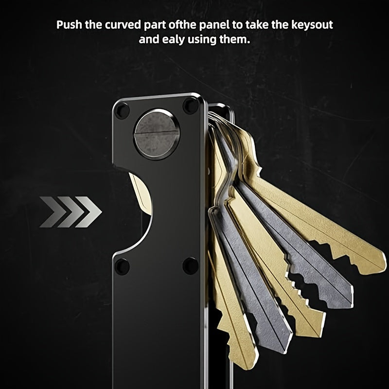 Men's Compact Metallic Key Holder, Minimalist Smart Keychain for 2-6 Keys