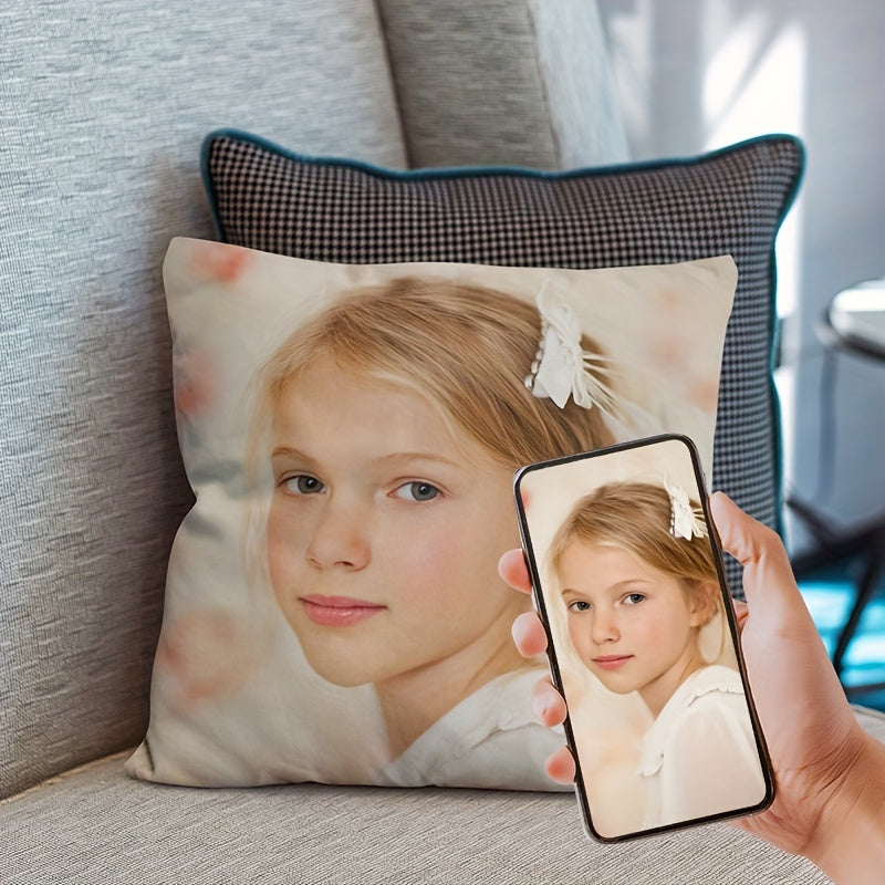 Custom Photo Cushion Cover for Sofa or Nursery Modern Polyester Personalized Pillow
