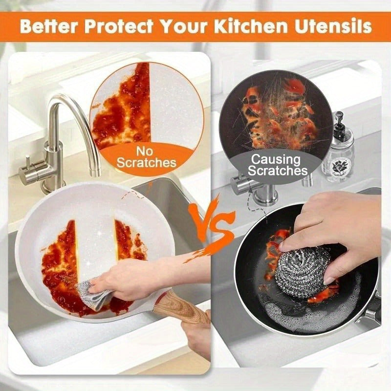 Microfiber Dish Cloths Set 5-50 Pieces Double-Sided Scouring Pads Kitchen Cleaning