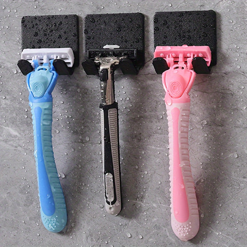 Bathroom Organization Set 3-Piece Self-Adhesive Razor Holder Towel Hooks No Drilling