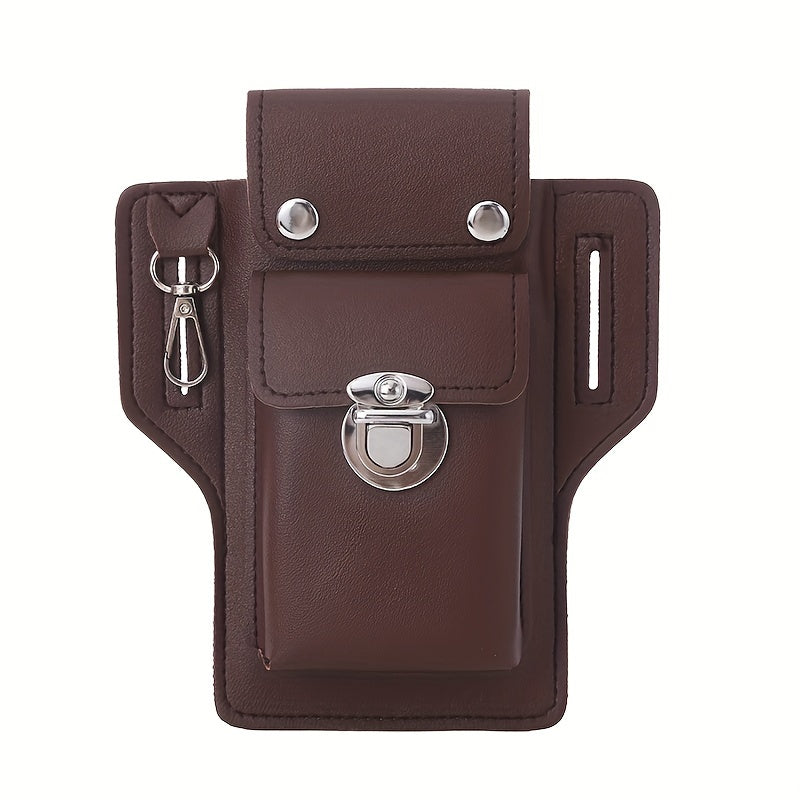 Men's Black Waterproof RFID Blocking Phone Holster with Secure Lock and Hook