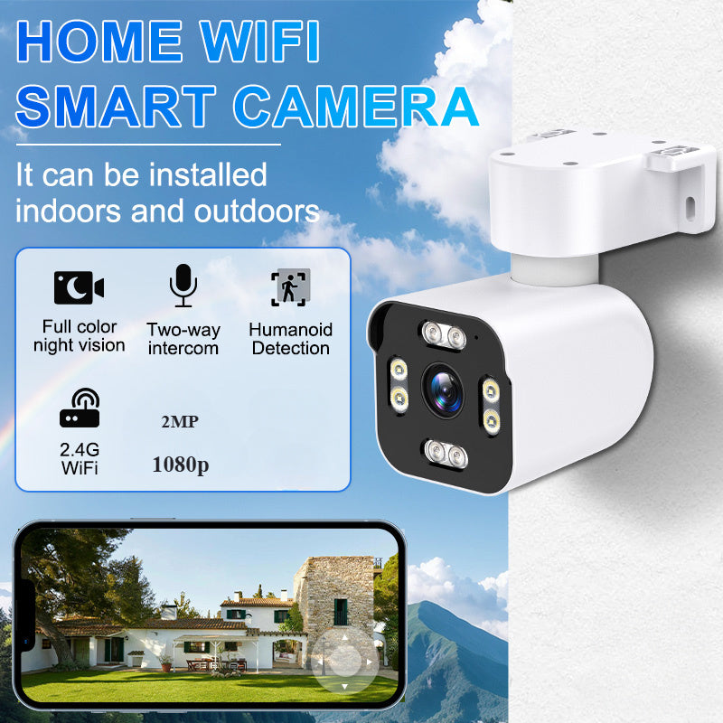 Wireless Security Camera with Night Vision Two-Way Audio PTZ Infrared White LED