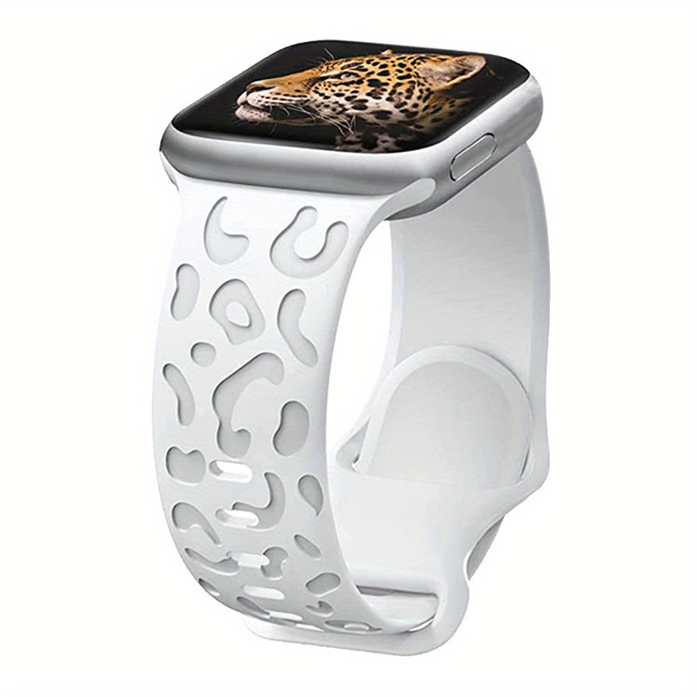 Waterproof Silicone Watch Band for IWatch Series 8 7 6 5 4 3 2 SE Leopard Engraved