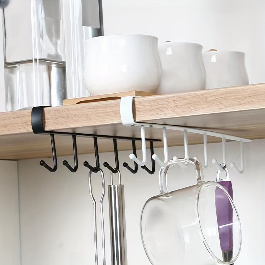 Double Row Cast Iron Hanging Hook Cup Rack for Kitchen Cabinet Storage