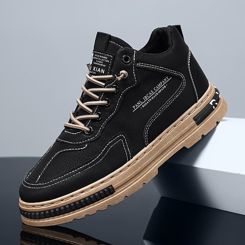 Men's Work Boots Leather Casual Anti-slip Lace-up Short Boots for Outdoor Activities