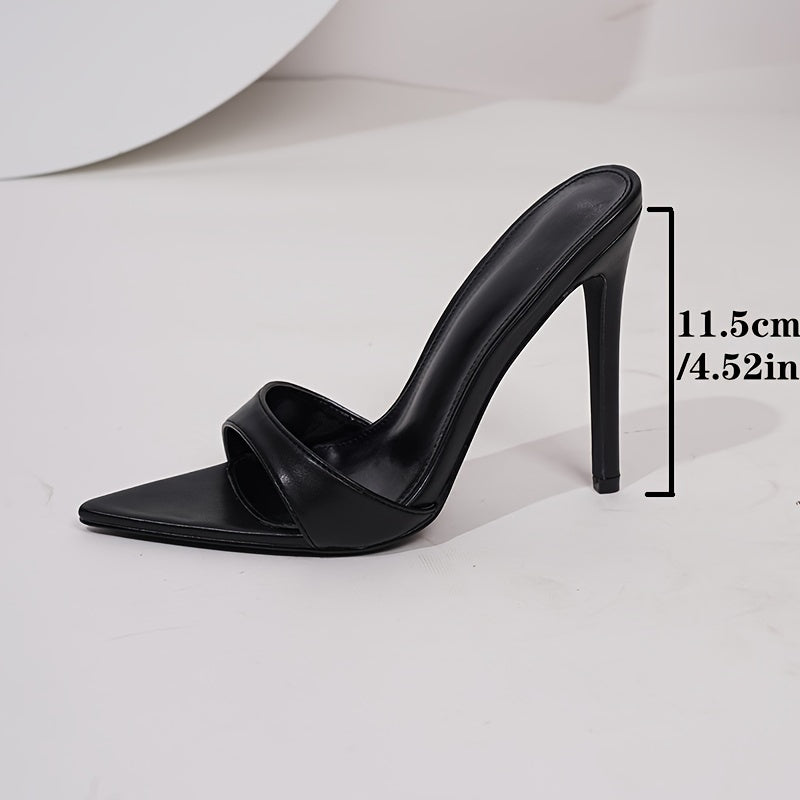 Women's Solid Color High Heels with Point Toe Slip-On Stiletto Heel