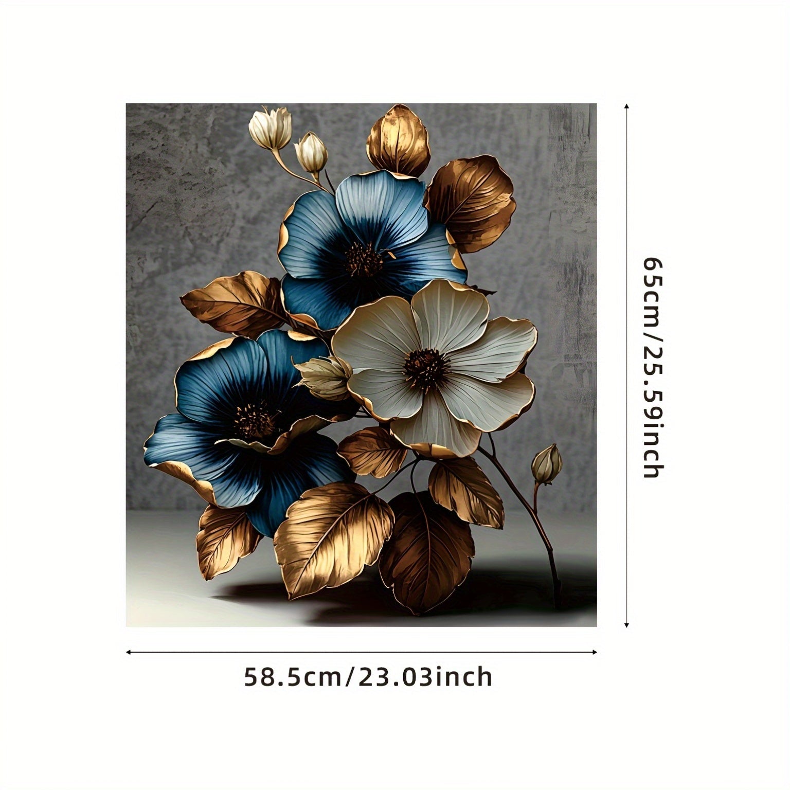 2D Flat Golden Blue White Lotus Flower Dishwasher Door Cover Sticker for Iron Surface Decoration