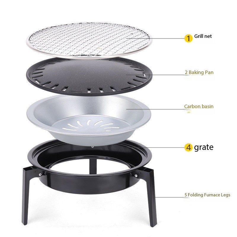 Portable Outdoor BBQ Grill Set for Camping Charcoal and Tea Grills