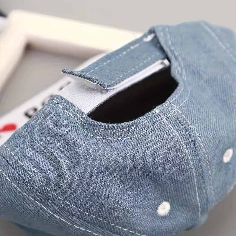 Baby Girls and Boys Denim Baseball Cap with Adjustable Straps Sun Protection for Toddler 0-3 Months
