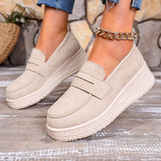 Women's Slip-On Sneakers Black Beige Cushioned Platform All-Season
