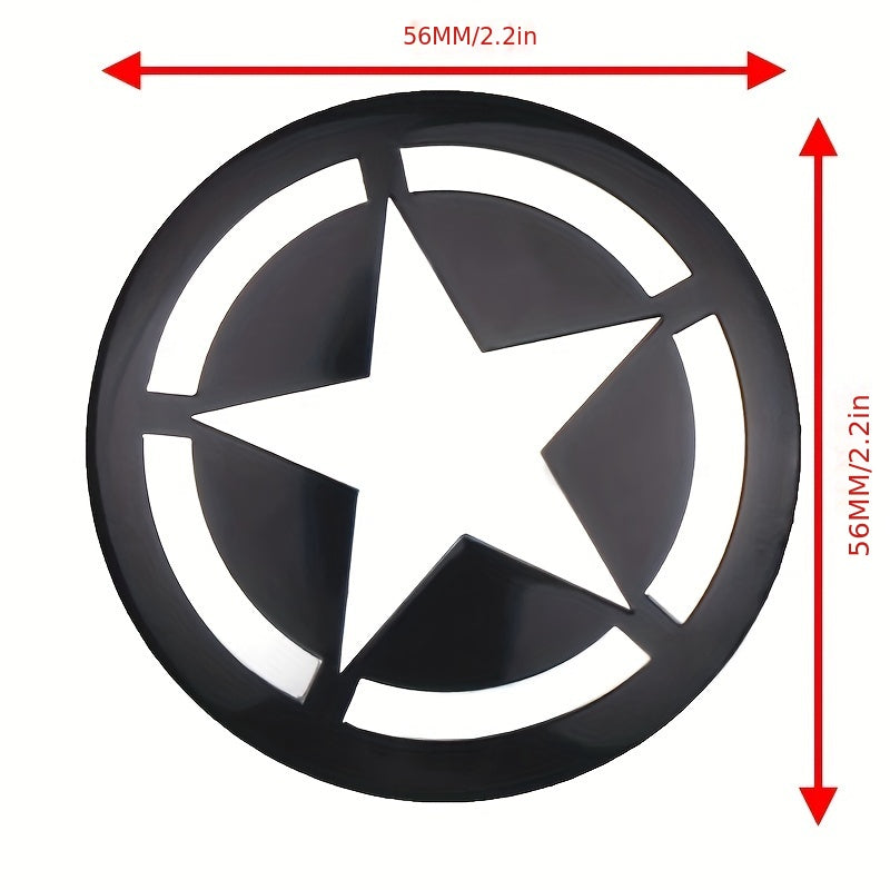 4Pcs Car Wheel Center Hub Covers Star Decal Stickers Black Steel