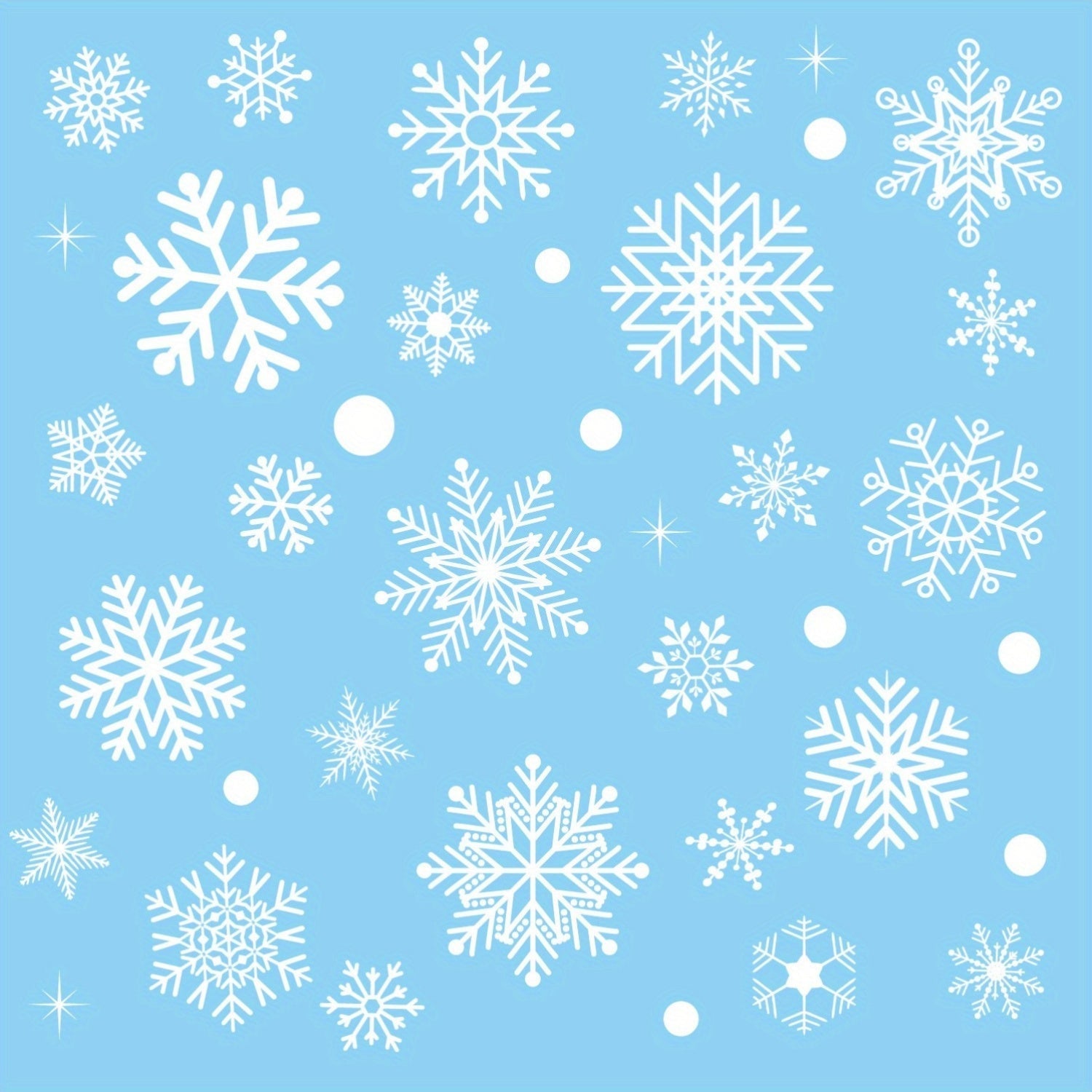 Large White Snowflake Window Decals Set of 114 Reusable Static Winter Christmas Decor