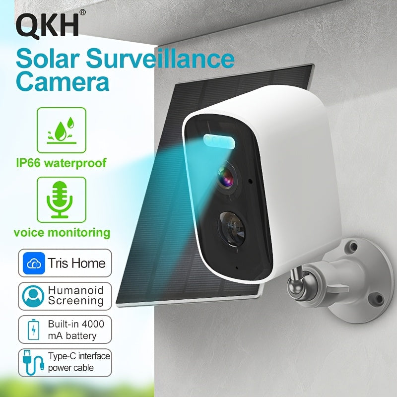 Wireless Solar Security Camera Waterproof with Motion Detection Night Vision Two-Way Audio