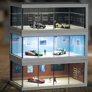 1/64 Scale Acrylic Car Model Display Case with Dust Cover and Lighting Effects for Collectibles