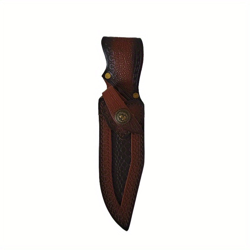 Leather Knife Sheath with Belt Loop Dual-Layer Cowhide Protector for Camping Kitchen