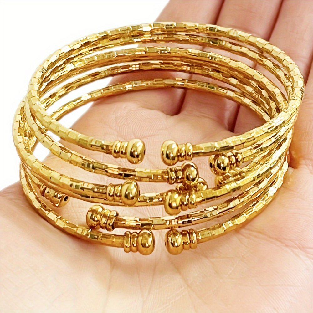 Set of Six Gold and Silver Bangles for Women, Wedding, Party, Gift