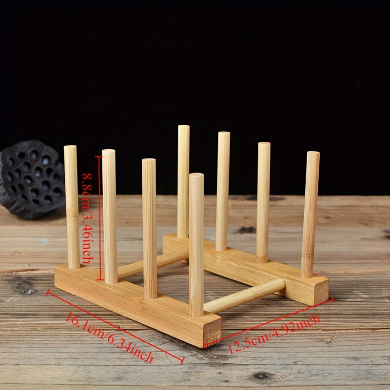 Bamboo Tea Set Holder Wooden Storage Rack Dustproof Cup Shelf for Kitchen