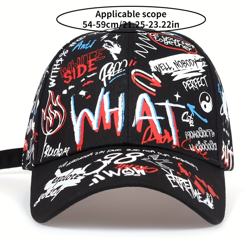 Polyester Graffiti-Style Baseball Cap Casual Streetwear Hip Hop Fashion