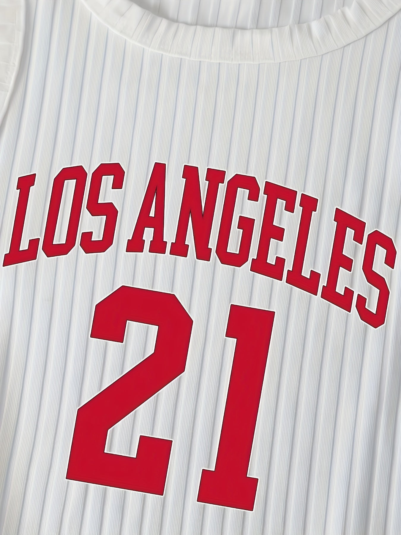 Women's Summer Letter Print Crew Neck Sleeveless Crop Tank Top Cotton Blend