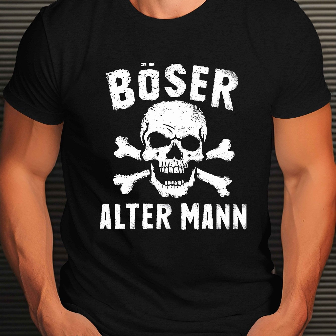 Plus Size Men's Polyester Crew Neck T-Shirt with Evil Old Man Skull Design for Summer