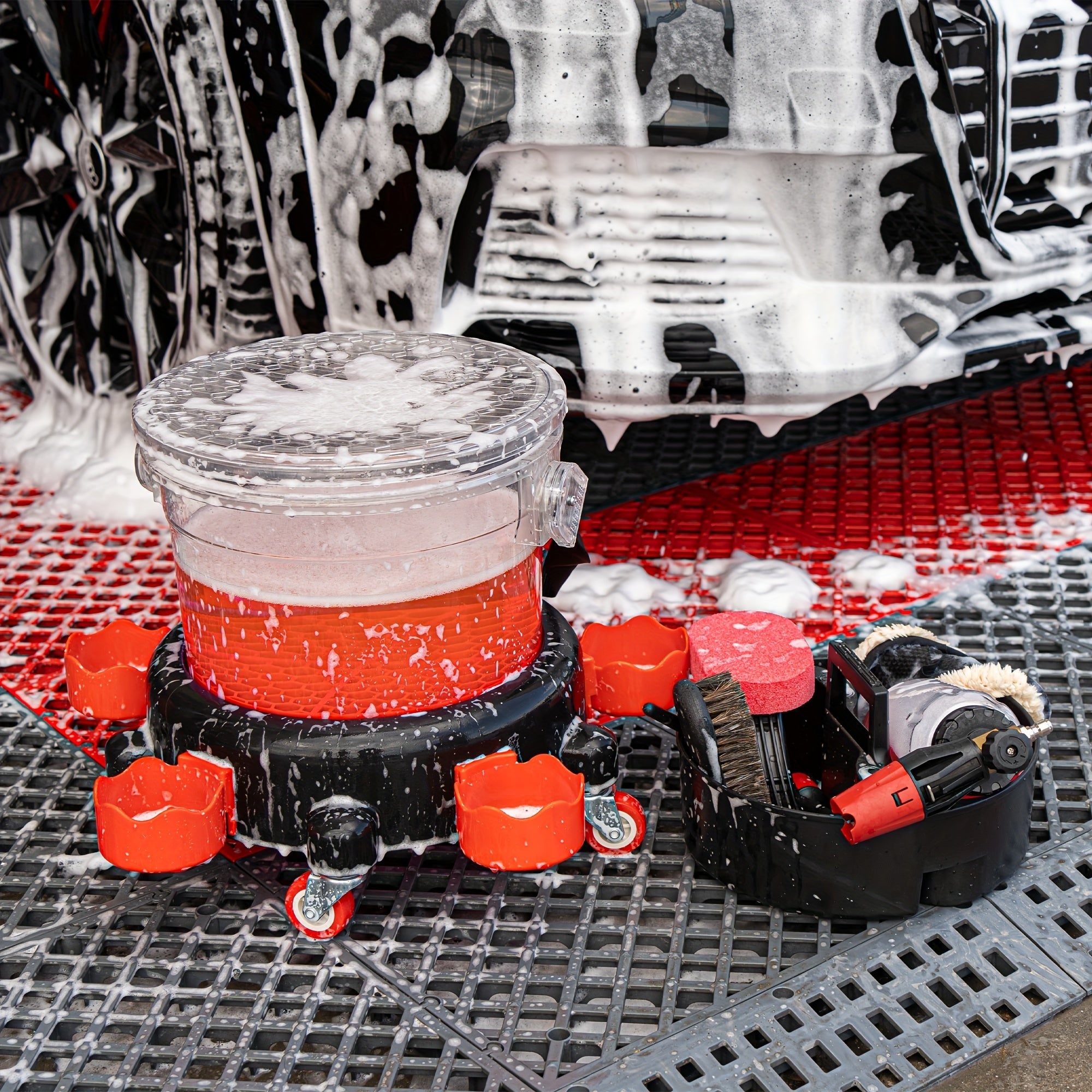 Shaffof Avtomobil Yuvish Chekasi, Suriladigan O'tiradigan Joy bilan - Mustahkam Plastik, Tashqi va Uy Tozalash uchun Mukammal - 1 Dona