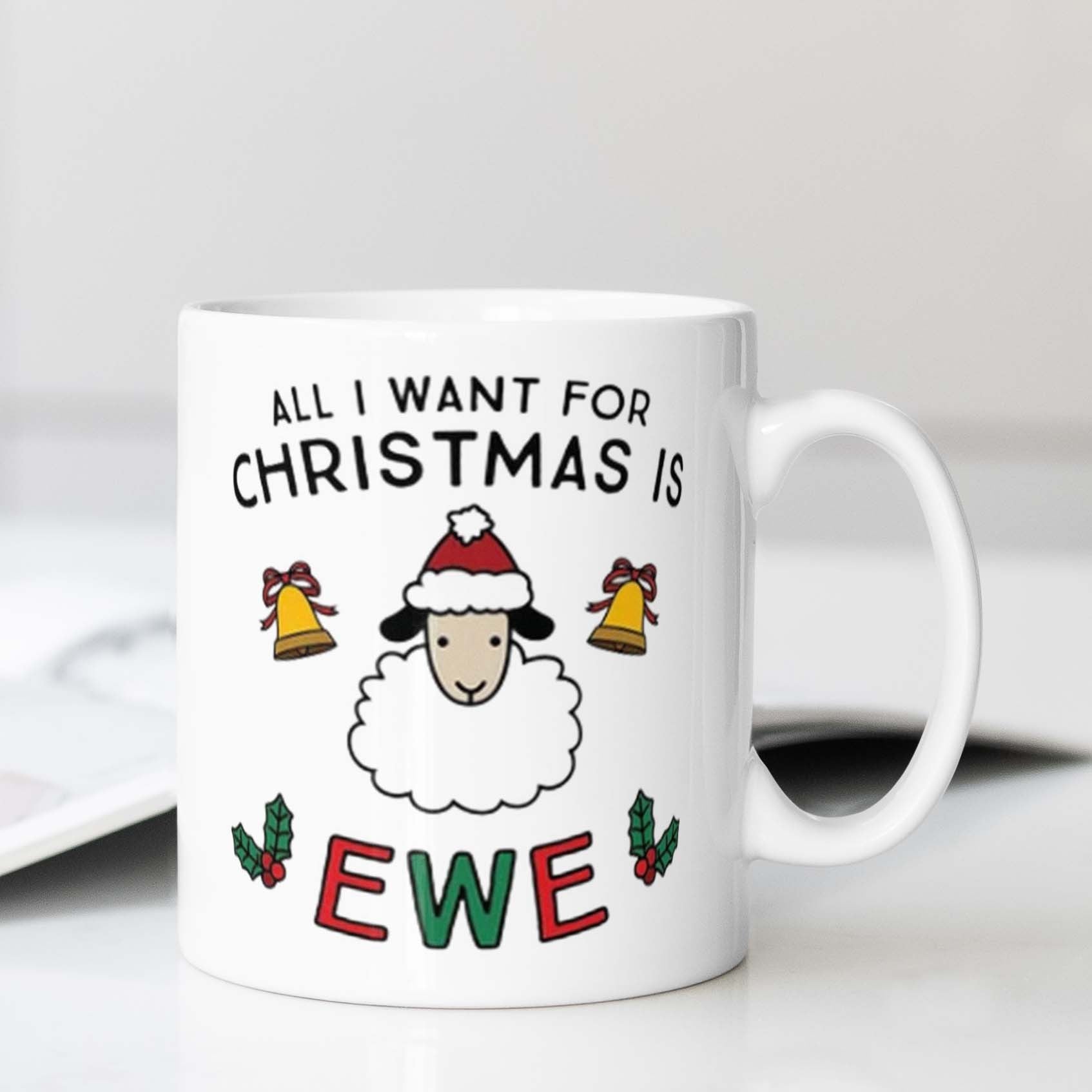 Ceramic Christmas Coffee Mug with Sheep Design Food Safe for Office Dining Camping